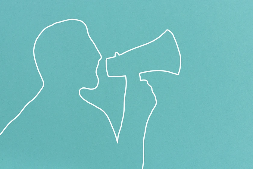 Outline Kopf mit Megaphone